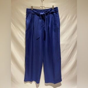 Banana Republic Belted Wide-Leg Linen Pant, Royal Blue, size 12, NWT